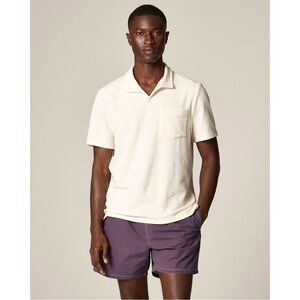 NWT J. Crew Terry Cloth Johnny-collar Polo Shirt Classic Ivory